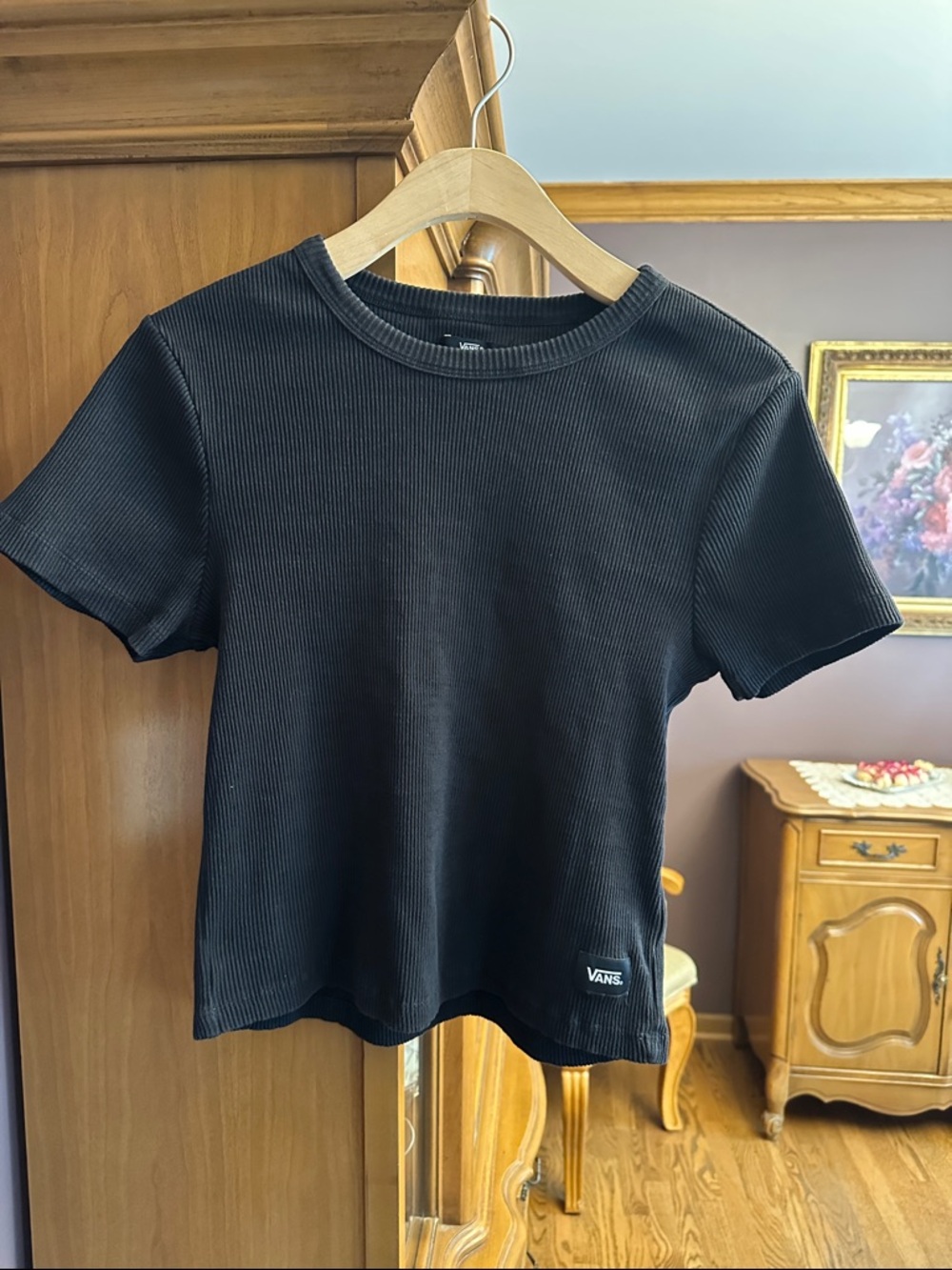 Vans Kids Black Ribbed Short Sleeve Tee with Subtle Logo